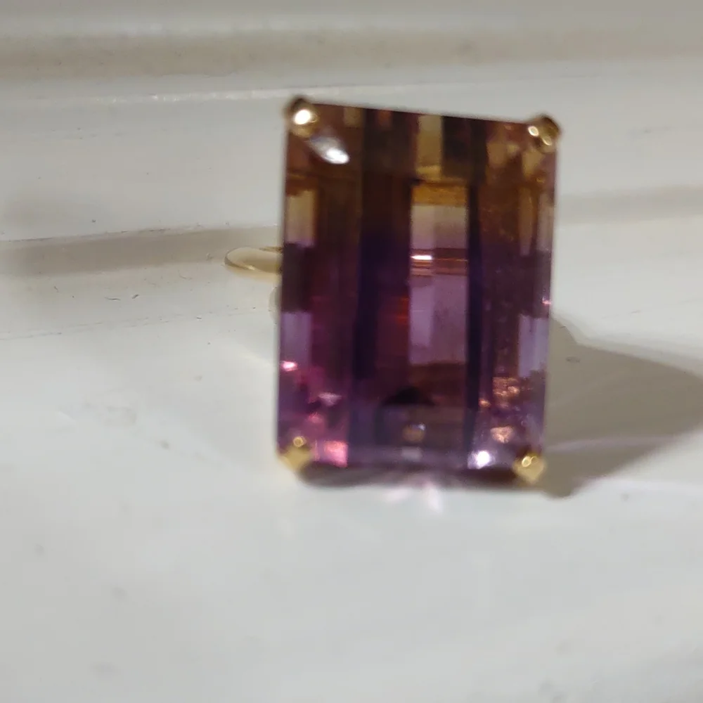 Ametrine ring 14kt yellow gold Large Statement Ring